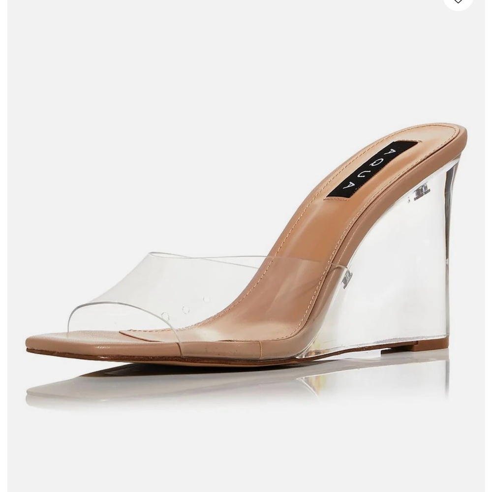 Aqua Clear PVC Wedge Sandals with Nude Footbed